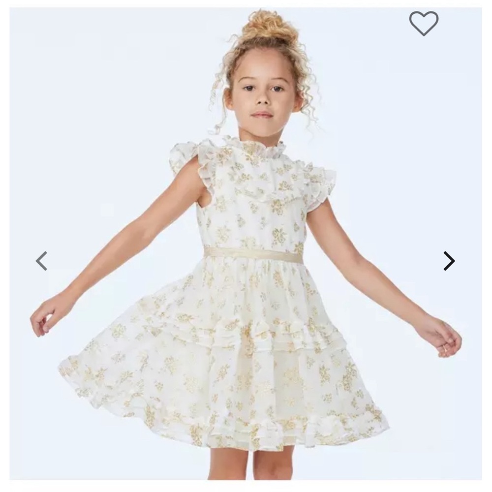 NWT! Janie and Jack - Gold & White Floral Sparkle Holiday dress - Girls Size 8!